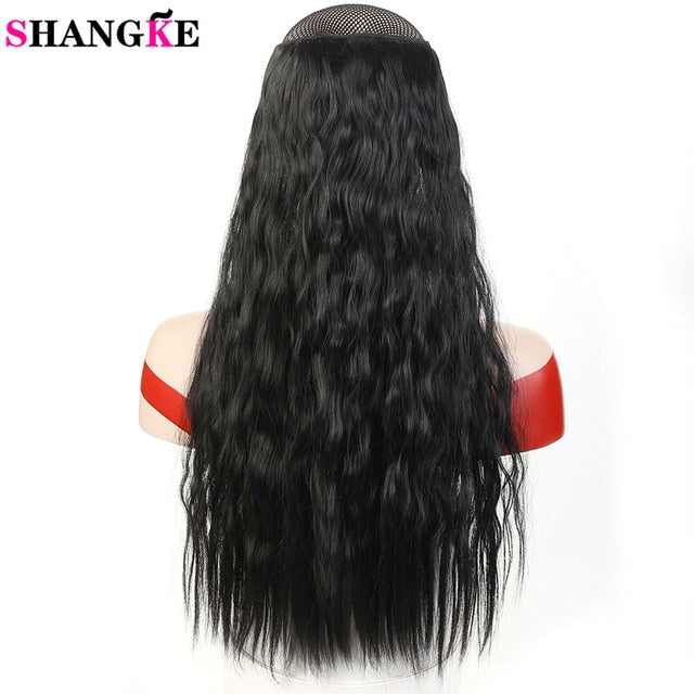 22'' Long Wavy Hair Extensions 5 Clips in Fake Hair Extension Heat Resistant Synthetic Fake Hairpiece Hairstyle SHANGKE