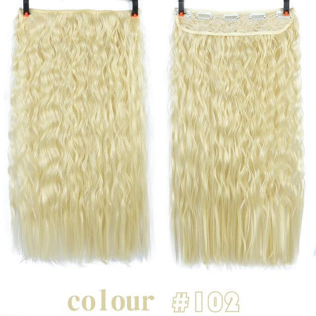 22'' Long Wavy Hair Extensions 5 Clips in Fake Hair Extension Heat Resistant Synthetic Fake Hairpiece Hairstyle SHANGKE