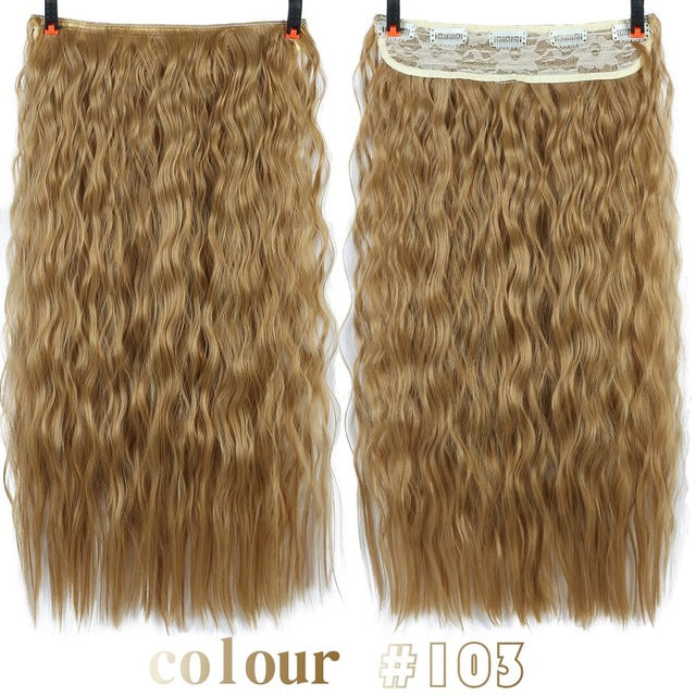 22'' Long Wavy Hair Extensions 5 Clips in Fake Hair Extension Heat Resistant Synthetic Fake Hairpiece Hairstyle SHANGKE