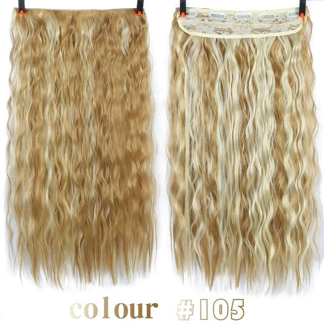 22'' Long Wavy Hair Extensions 5 Clips in Fake Hair Extension Heat Resistant Synthetic Fake Hairpiece Hairstyle SHANGKE
