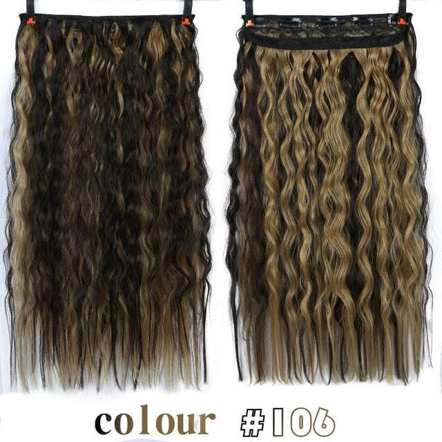 22'' Long Wavy Hair Extensions 5 Clips in Fake Hair Extension Heat Resistant Synthetic Fake Hairpiece Hairstyle SHANGKE