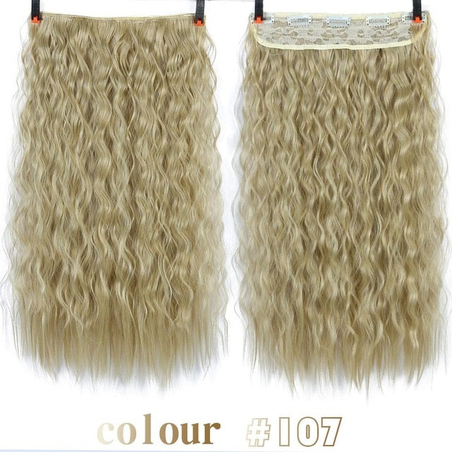 22'' Long Wavy Hair Extensions 5 Clips in Fake Hair Extension Heat Resistant Synthetic Fake Hairpiece Hairstyle SHANGKE