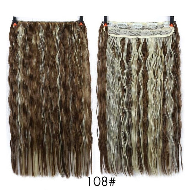 22'' Long Wavy Hair Extensions 5 Clips in Fake Hair Extension Heat Resistant Synthetic Fake Hairpiece Hairstyle SHANGKE