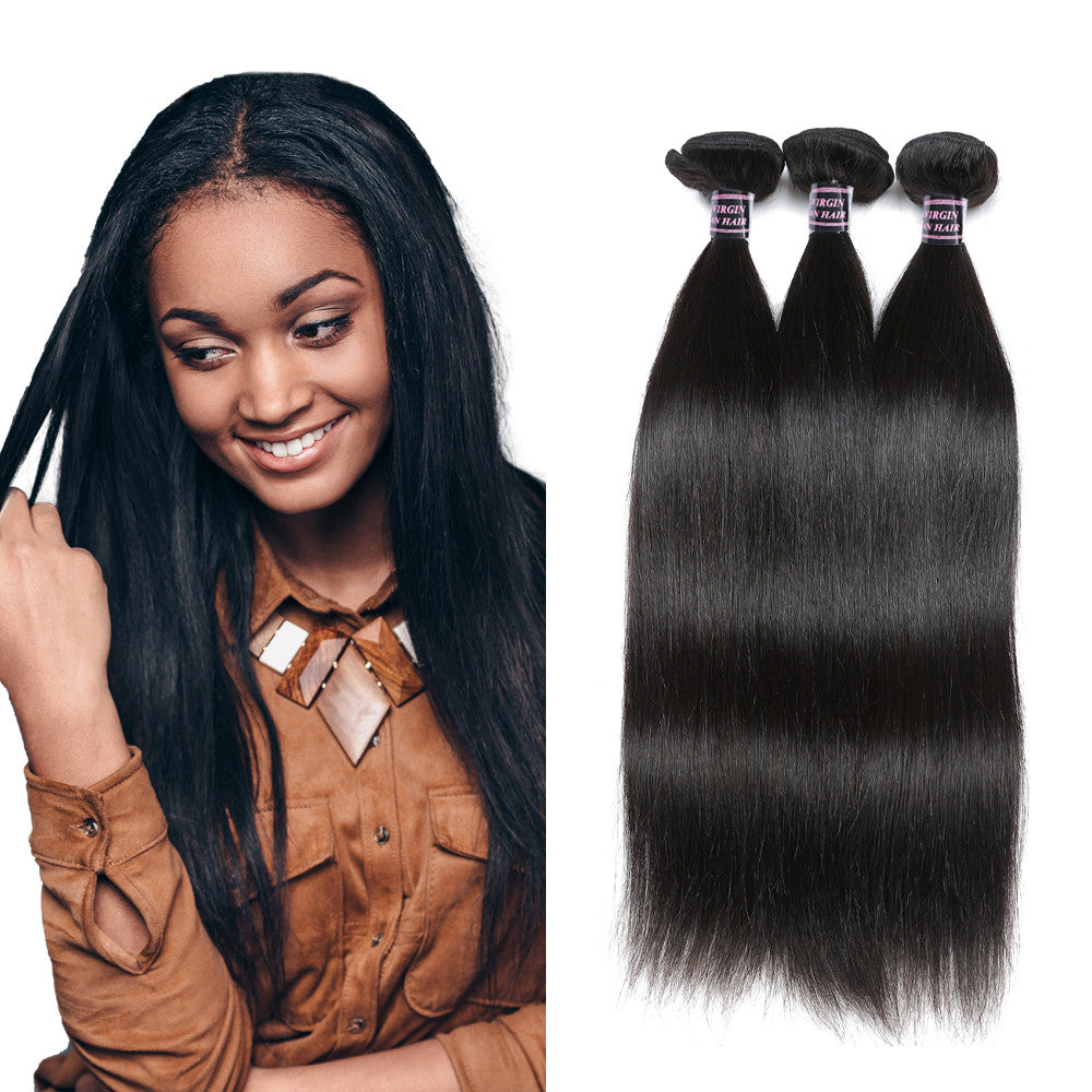 Peruvian Human Virgin Straight Hair 3 Bundles Unprocessed Human Hair Weave
