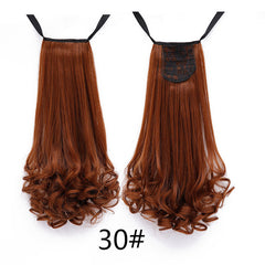 SHANGKE HAIR 22'' Long Curly Synthetic Ponytail Light Brown Drawstring Clip In Ponytail Hair Extensions Heat Resistant Hair Tail