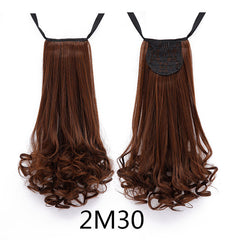 SHANGKE HAIR 22'' Long Curly Synthetic Ponytail Light Brown Drawstring Clip In Ponytail Hair Extensions Heat Resistant Hair Tail