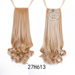 SHANGKE HAIR 22'' Long Curly Synthetic Ponytail Light Brown Drawstring Clip In Ponytail Hair Extensions Heat Resistant Hair Tail