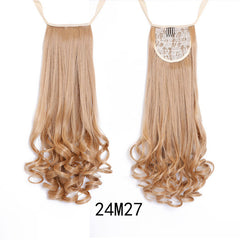 SHANGKE HAIR 22'' Long Curly Synthetic Ponytail Light Brown Drawstring Clip In Ponytail Hair Extensions Heat Resistant Hair Tail