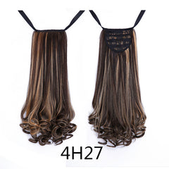 SHANGKE HAIR 22'' Long Curly Synthetic Ponytail Light Brown Drawstring Clip In Ponytail Hair Extensions Heat Resistant Hair Tail