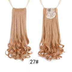 SHANGKE HAIR 22'' Long Curly Synthetic Ponytail Light Brown Drawstring Clip In Ponytail Hair Extensions Heat Resistant Hair Tail