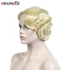 SHANGKE Hair Short Curly Synthetic Wigs For  Women Short  African American Wigs Women Heat Resistant Hair