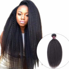 Peruvian Kinky Straight Hair Weave Bundle, Non Remy Human Hair Bundles, Natural Black Color Yaki Human Hair Extension 10inches