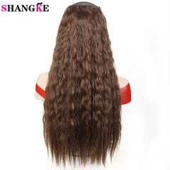22'' Long Wavy Hair Extensions 5 Clips in Fake Hair Extension Heat Resistant Synthetic Fake Hairpiece Hairstyle SHANGKE