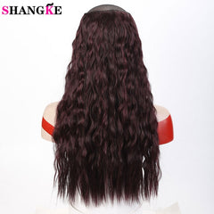 22'' Long Wavy Hair Extensions 5 Clips in Fake Hair Extension Heat Resistant Synthetic Fake Hairpiece Hairstyle SHANGKE