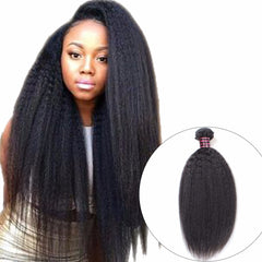 Malaysian Human Hair Kinky Straight Hair Weave Bundle, 1 Piece Natural Color Non Remy Yaki Human Hair Extension 10inches