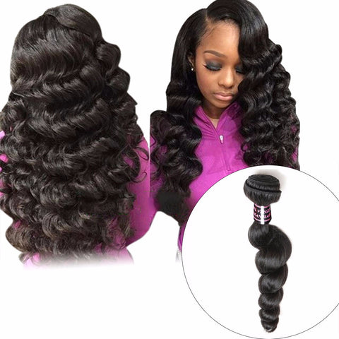 Indian Loose Wave Hair Bundle, 1 Piece 100% Human Hair Weave, Non-Remy Hair Natural Color Can Be Dyed Hair Extension 10inches