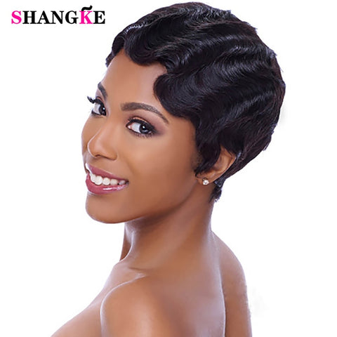 SHANGKE Hair Short Curly Synthetic Wigs For  Women Short  African American Wigs Women Heat Resistant Hair