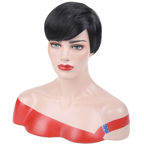 SHANGKE Short Black Wigs for Women Heat Resistant Synthetic Pixie Cut Wig Costume Cosplay Party Hair Wig