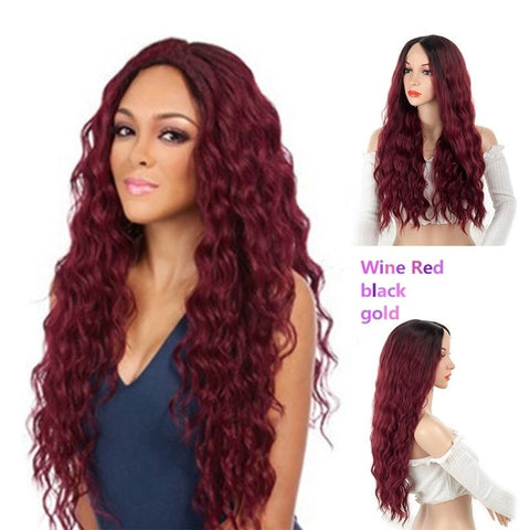 Corn Style Long Curly Hair Red/black/gold for Women Curly Wigs Cosplay Wig Hair Extensions